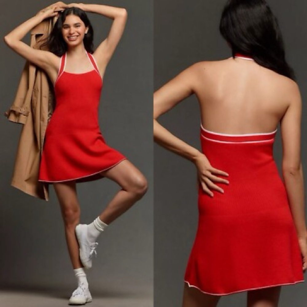 NWT new medium Anthropologie daily practice full speed halter dress knit red